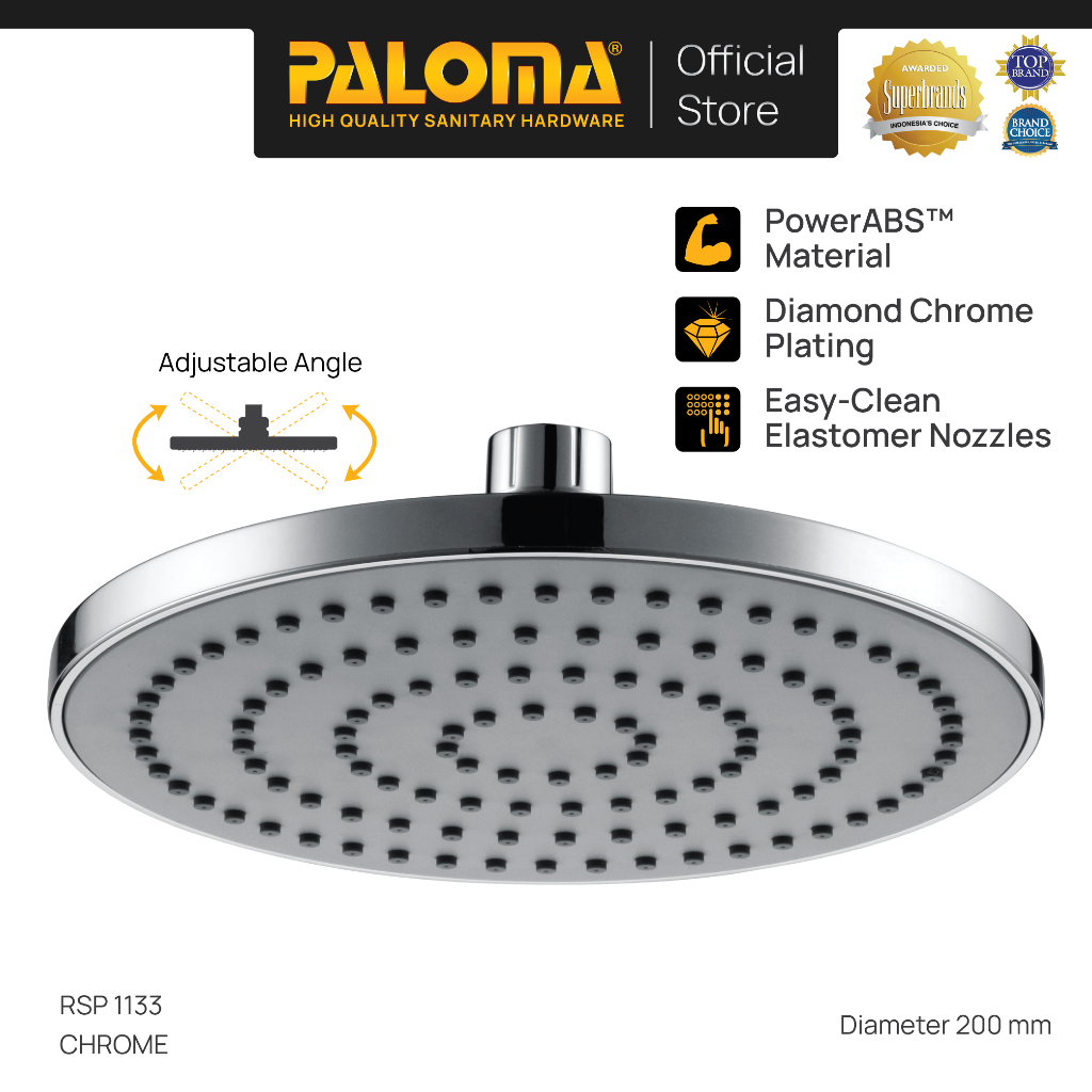 PALOMA RSP 1133 Rainshower Head Shower Rain Sower Mandi Atas Kepala ABS Chrome Krom