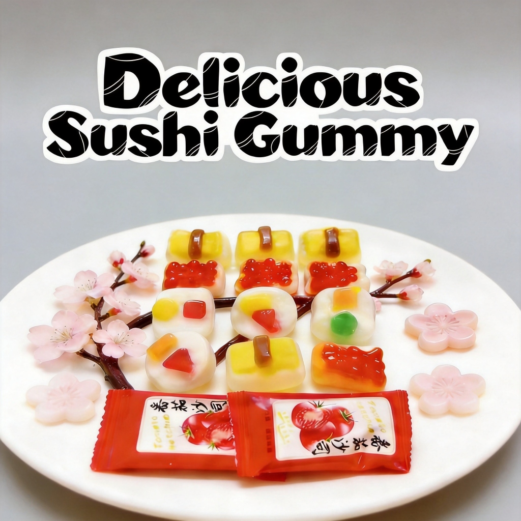 HALAL Permen Gummy Fruit Flavored - Candies Sushi Bento, Candy Toy Snack Cemilan Sandwich Japan Birt