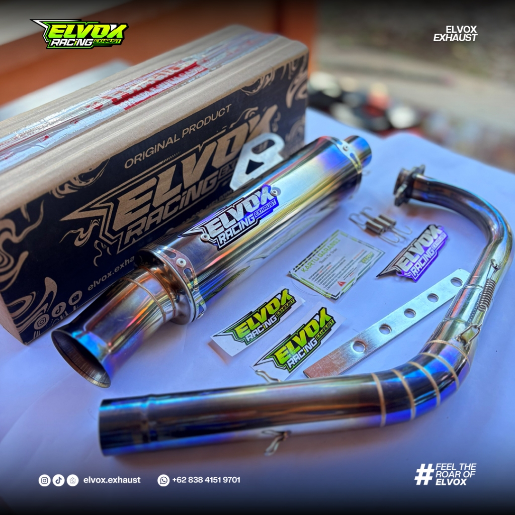 Elvox Racing Type EXR - 03 Knalpot Salemba Full Blue Edition Ceklis Jungstyle - Original Elvox Racin