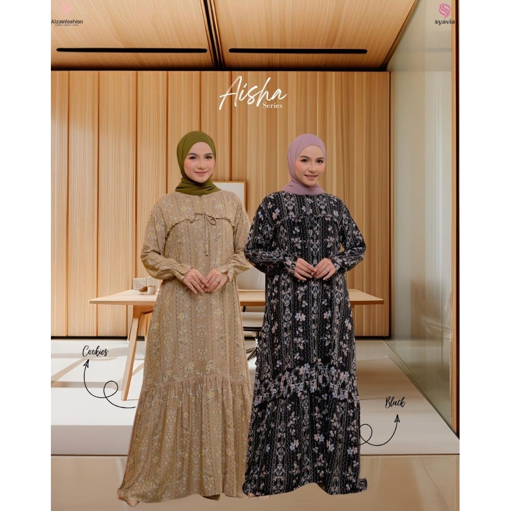 [PO - READY MEI] Gamis Homedress Perempuan Dewasa Aisha Series Dress by Syavia X Alzainfashion