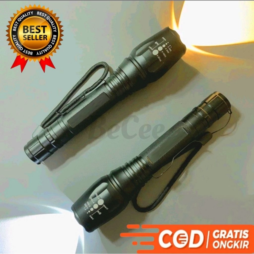 Senter LED Cree Long Range ZOOM IN ZOOM OUT Super Terang