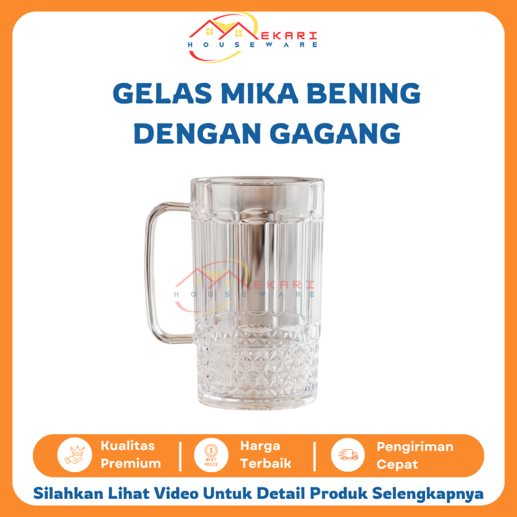 Gelas Mika Bening Gagang Kristal Transparan Plastik Tebal Wadah Minum Cafe Rumah