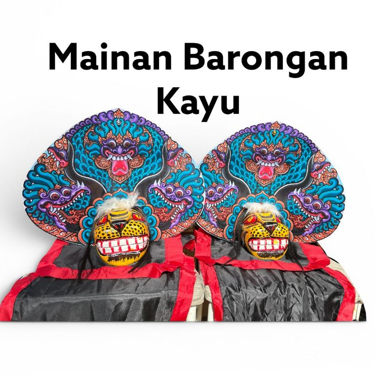 Mainan tradisional Barongan kayu / caplokan kayu / barongan caplokan kayu anak