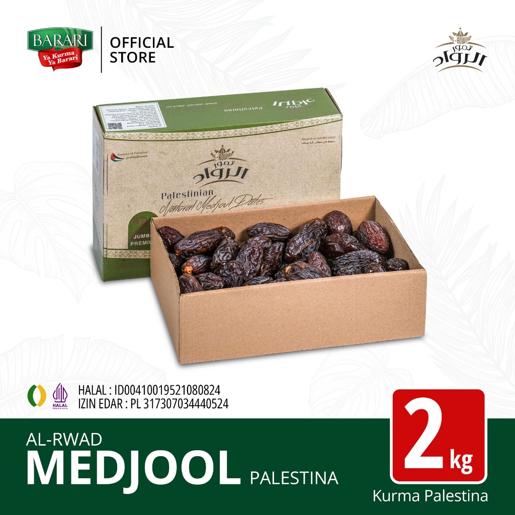 AL-RWAD Kurma Medjool Palestina 2Kg Jumbo Large Premium Dates High Quality Tekstur Lembut dan Legit