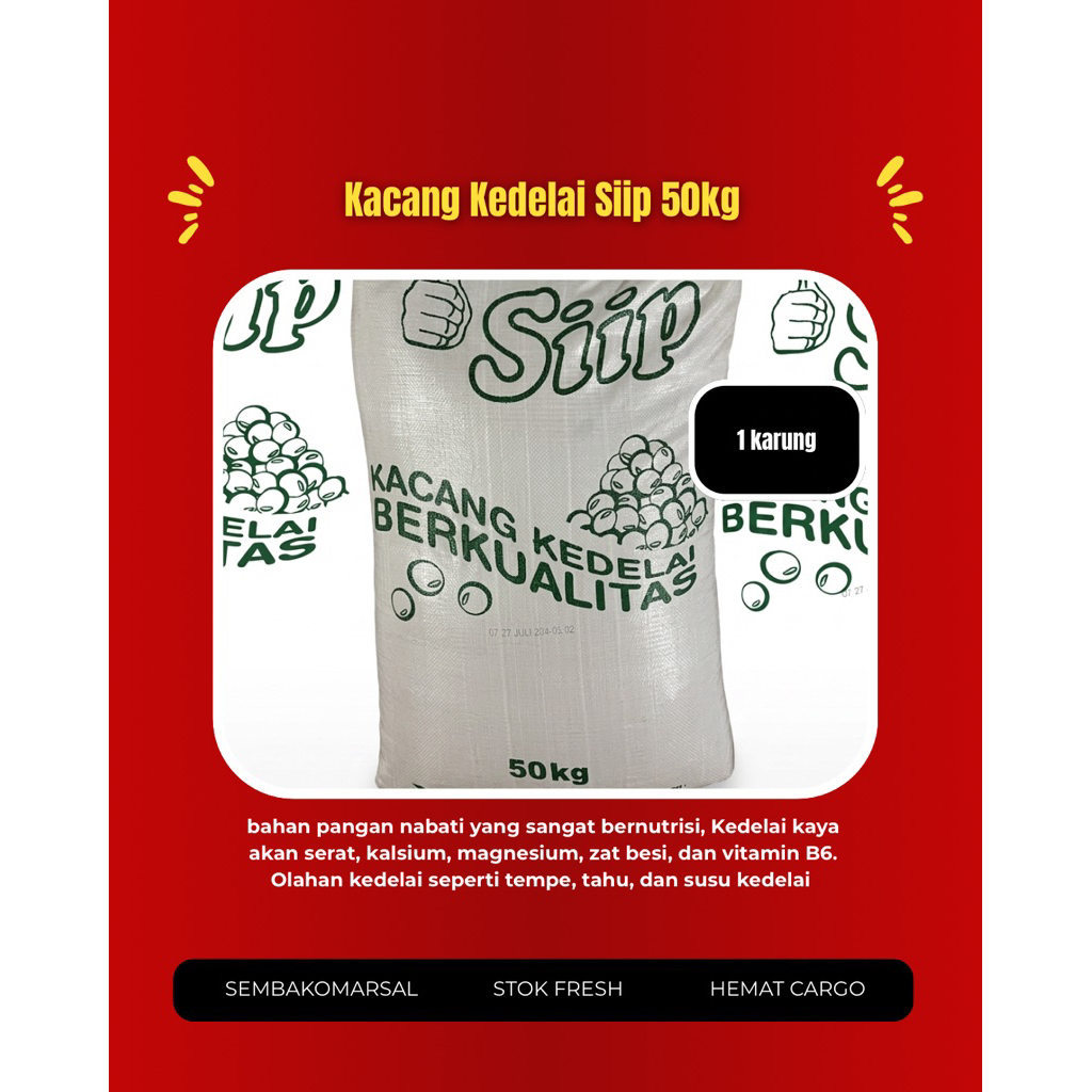 Hemat Cargo Grosir Satu Karung Kacang Kedelai SIIP 50kg Kualitas Premium
