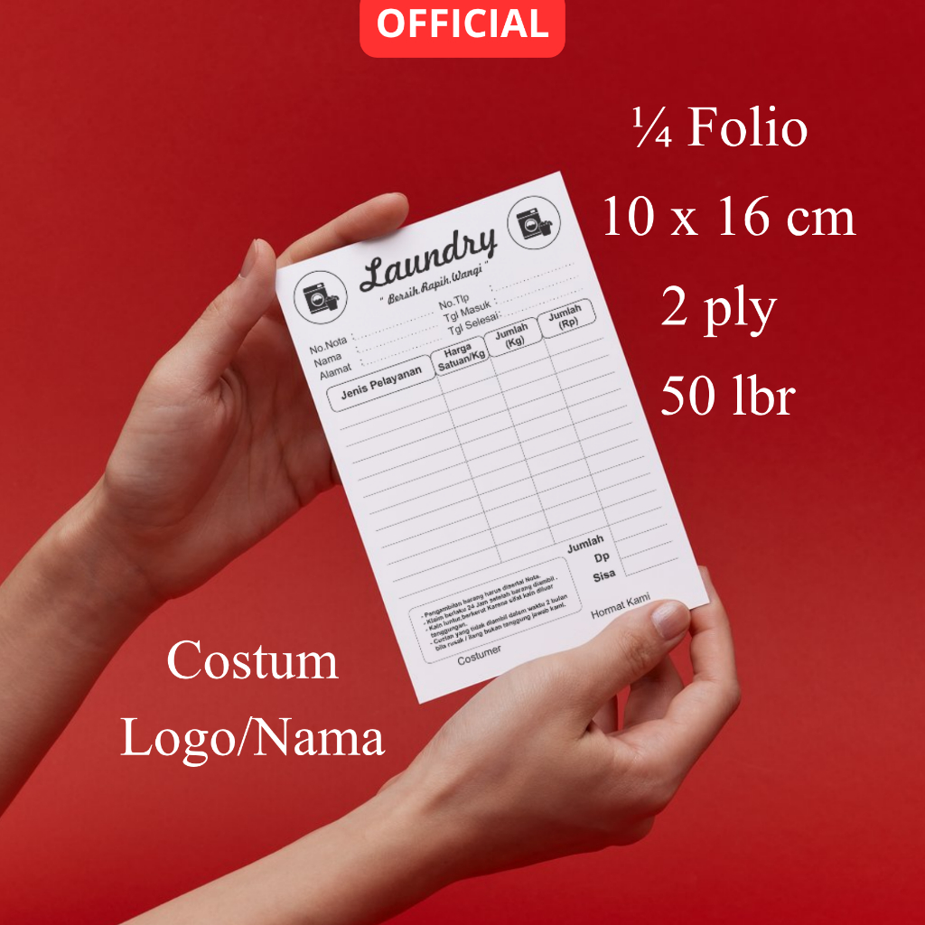 NOTA LAUNDRY CUSTOM 2 PLY / NOTA CUSTOM 2 rangkap