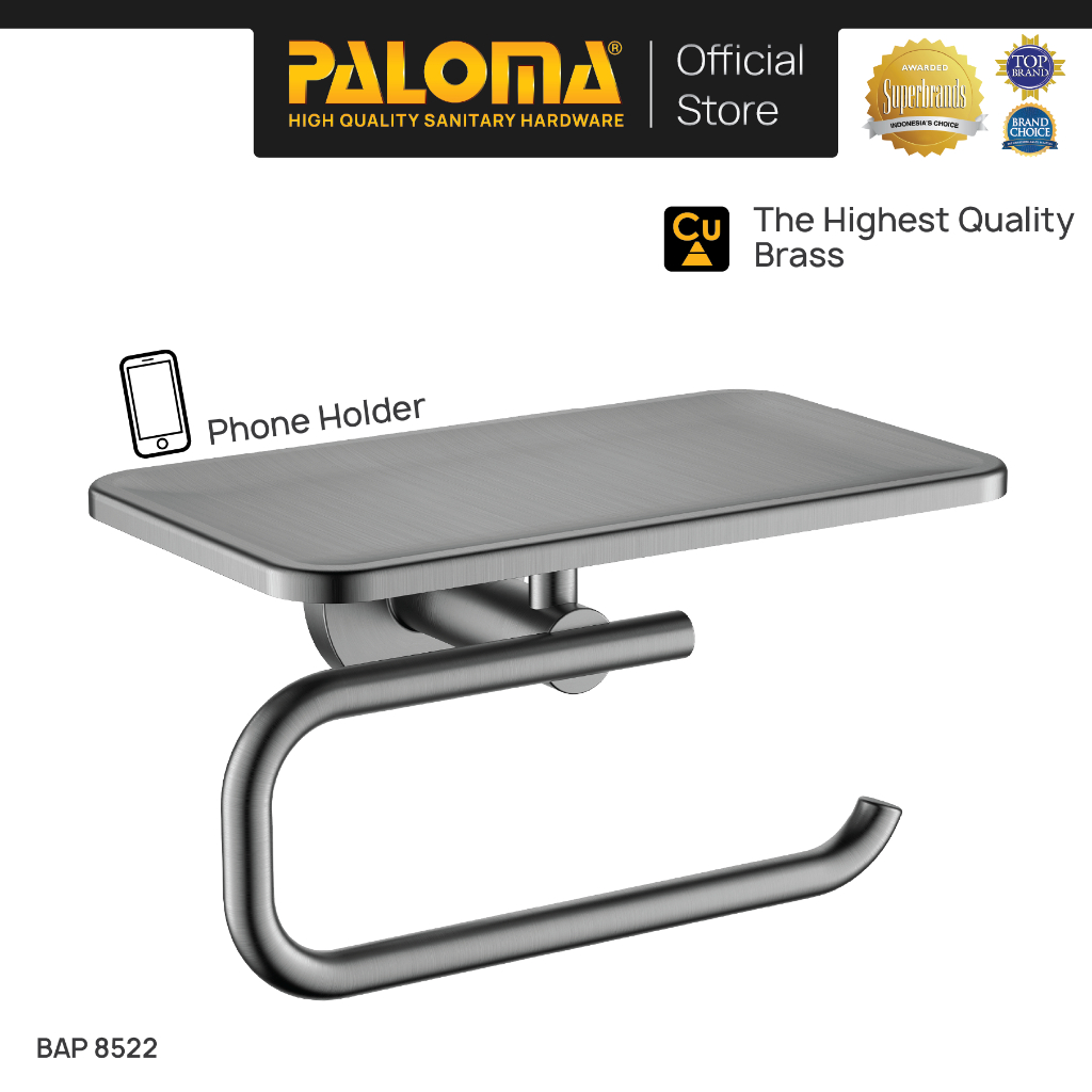 PALOMA BAP 8522 Tempat Tissue Toilet Tisu Gulung Roll Kamar Mandi Wall Dinding Brass Kuningan Grey A