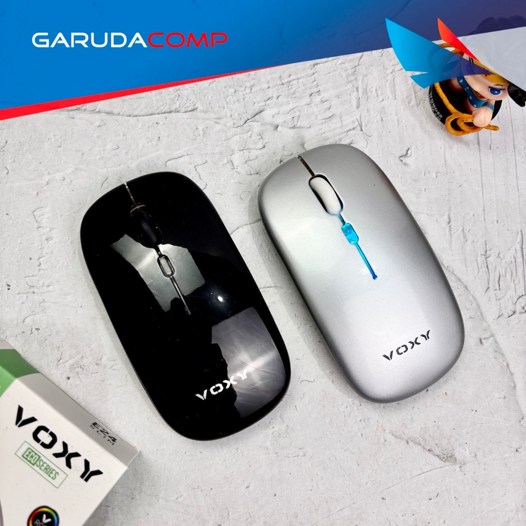 VOXY Mouse Wireless Dual Connection 2.4 GHz Dongle dan Bluetooth Tanpa Dongle E24 Slim RGB Wireless 