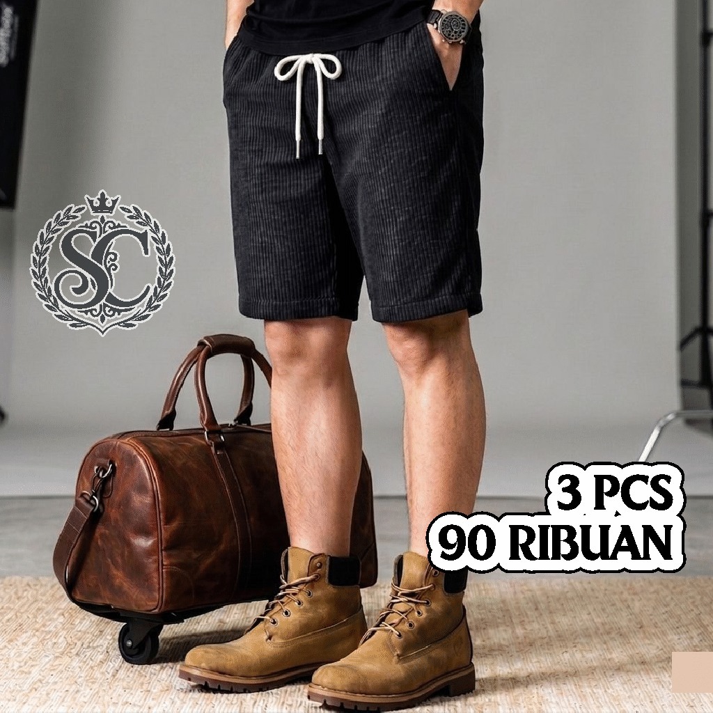 [PAKET 3 PCS] Celana Corduroy pendek Celana Pendek santai cowok dewasa murah