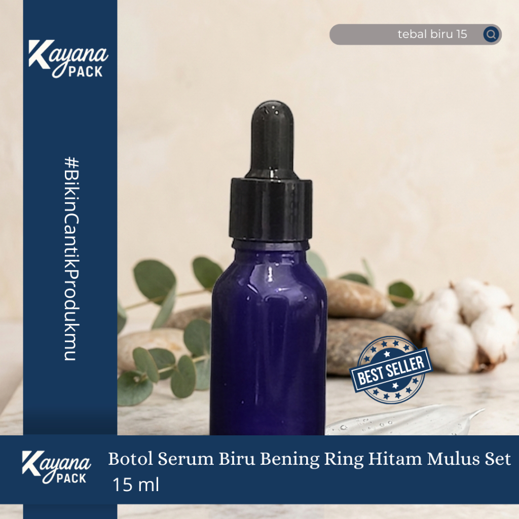 BOTOL PIPET TETES SERUM TEBAL BIRU 15ML RING HITAM MULUS /  BOTOL TEBAL BIRU 15 ML (TEBAL BIRU 15))