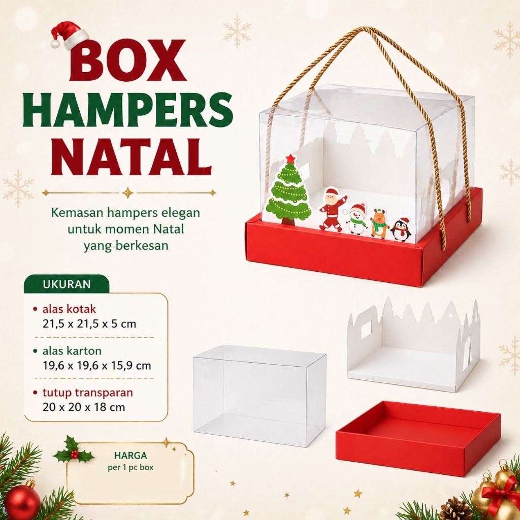 [BOX HAMPERS NATAL] Dus Karton Tenteng Transparan / Kotak Hampers Souvenir.