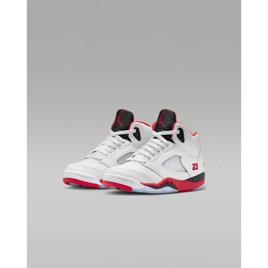 Ready Stock Air Jordan 5 Retro 'Fire Red Black Tongue' Preschool (PS) HQ7979-101