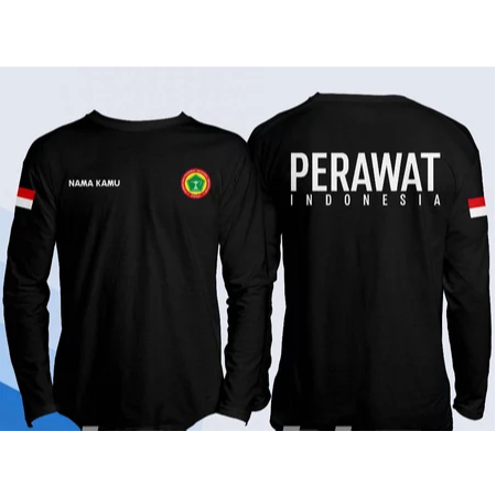Kaos Baju Perawat Indonesia PPNI Logo Gratis Nama Kamu Lengan Panjang || Kaos Perawat Distro