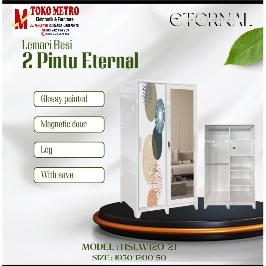 Lemari pakaian besi // Lemari pakaian 2P // Lemari pakaian uk 120 // Lemari pakaian sliding buka pin