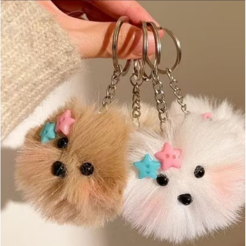 Gantungan kunci boneka bulu lucu