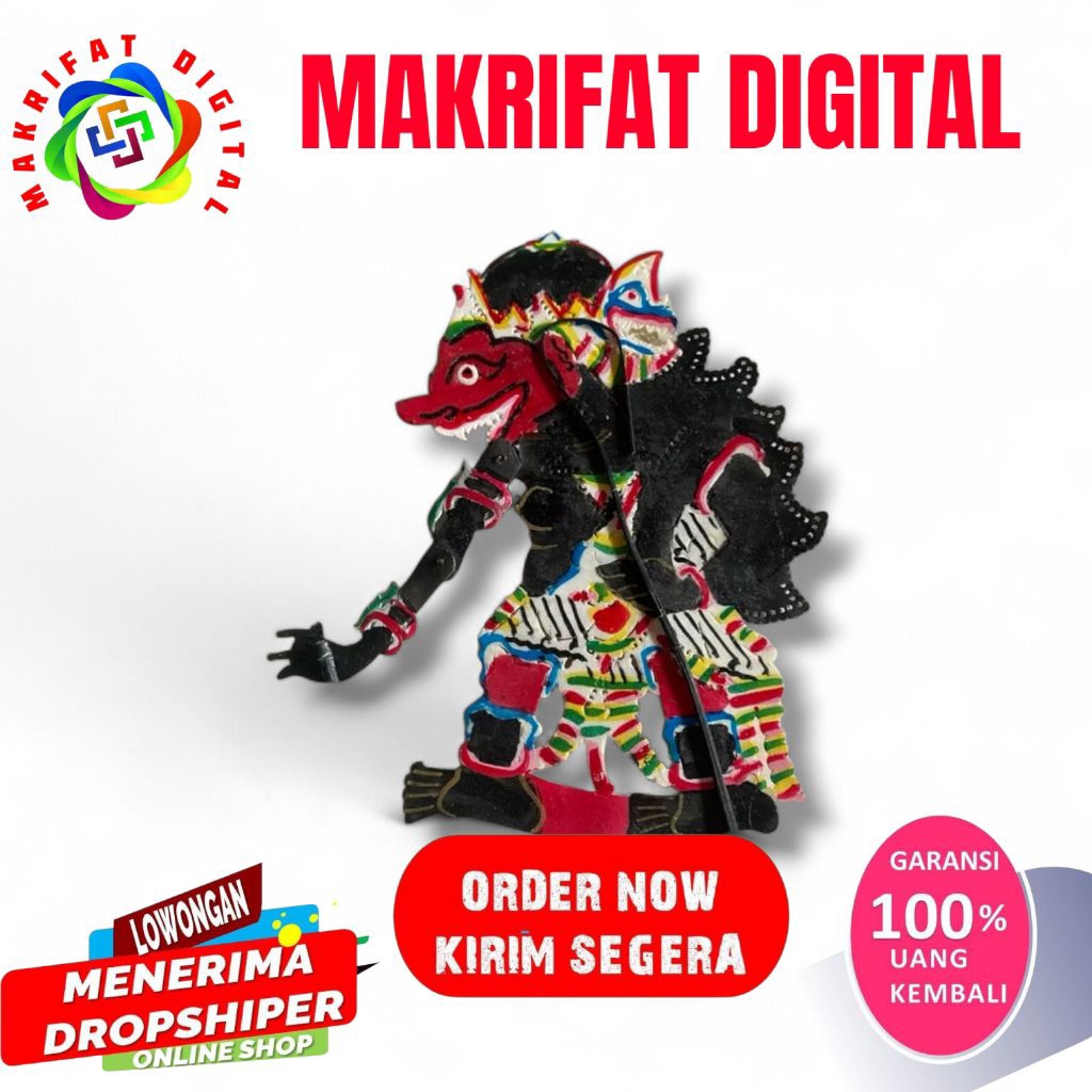 ZACK MART WAYANG kulit BUTO BABRAH HITAM BAHAN KULIT SAPI TEBAL TINGGI -+ 45 CM