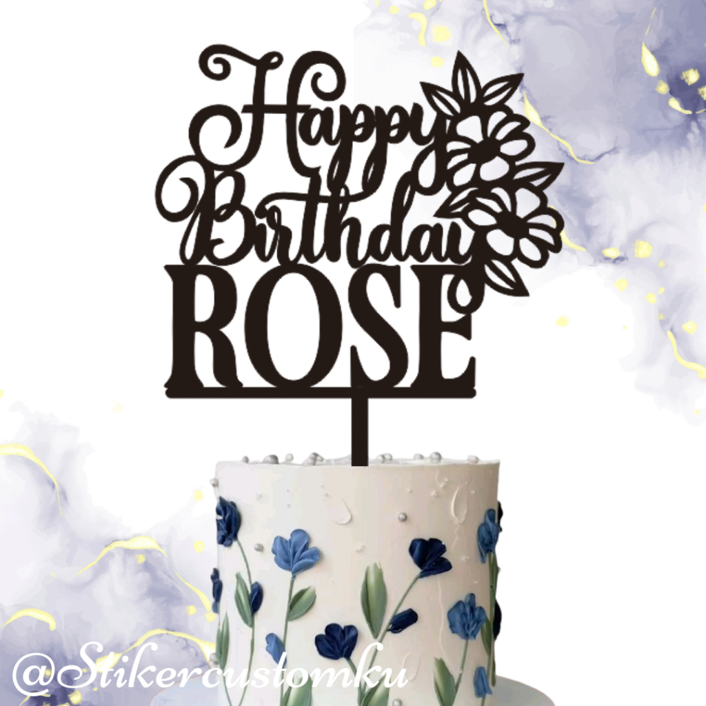 Custom Akrilik Topper Cake Happy Birthday Topper Kue Ulang Tahun Custom Happy Birthday Nama Topper F