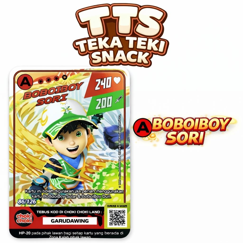 Kartu Hologram Boboiboy Sori Grade A (Bonus 9 Kartu Basic batch 2)