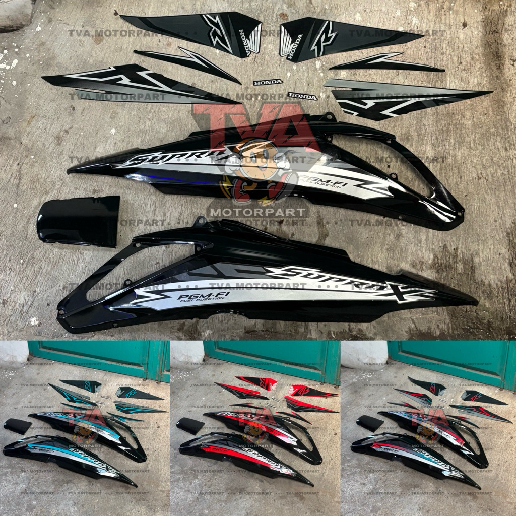 COVER BODY BELAKANG HONDA SUPRA X 125 NEW BATMAN 2007-2012 WARNA HITAM PLUS STRIPING SUPRA X 125 FI 