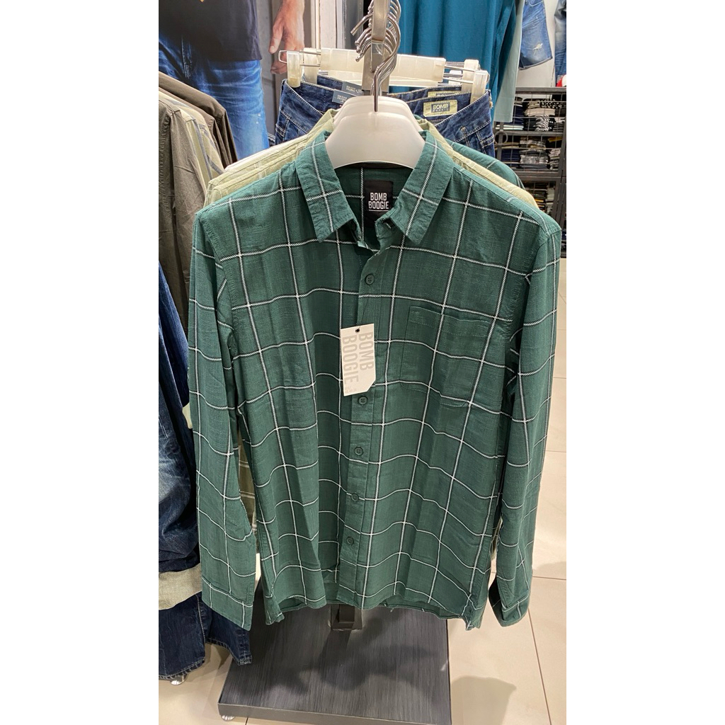 Long Shirt Flanel Dark Green Bombboogie