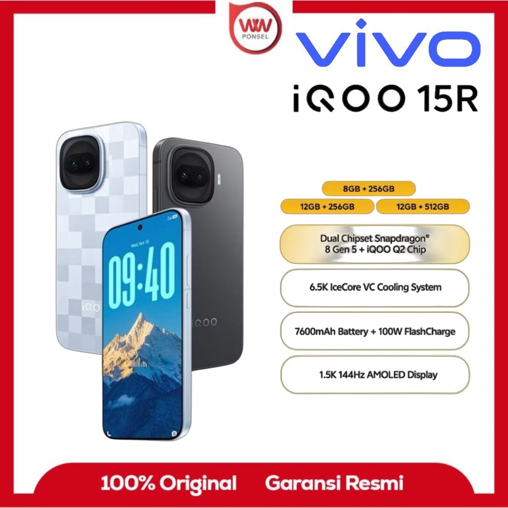 HP IQOO 15R Ram 12GB Internal 256GB Garansi Resmi