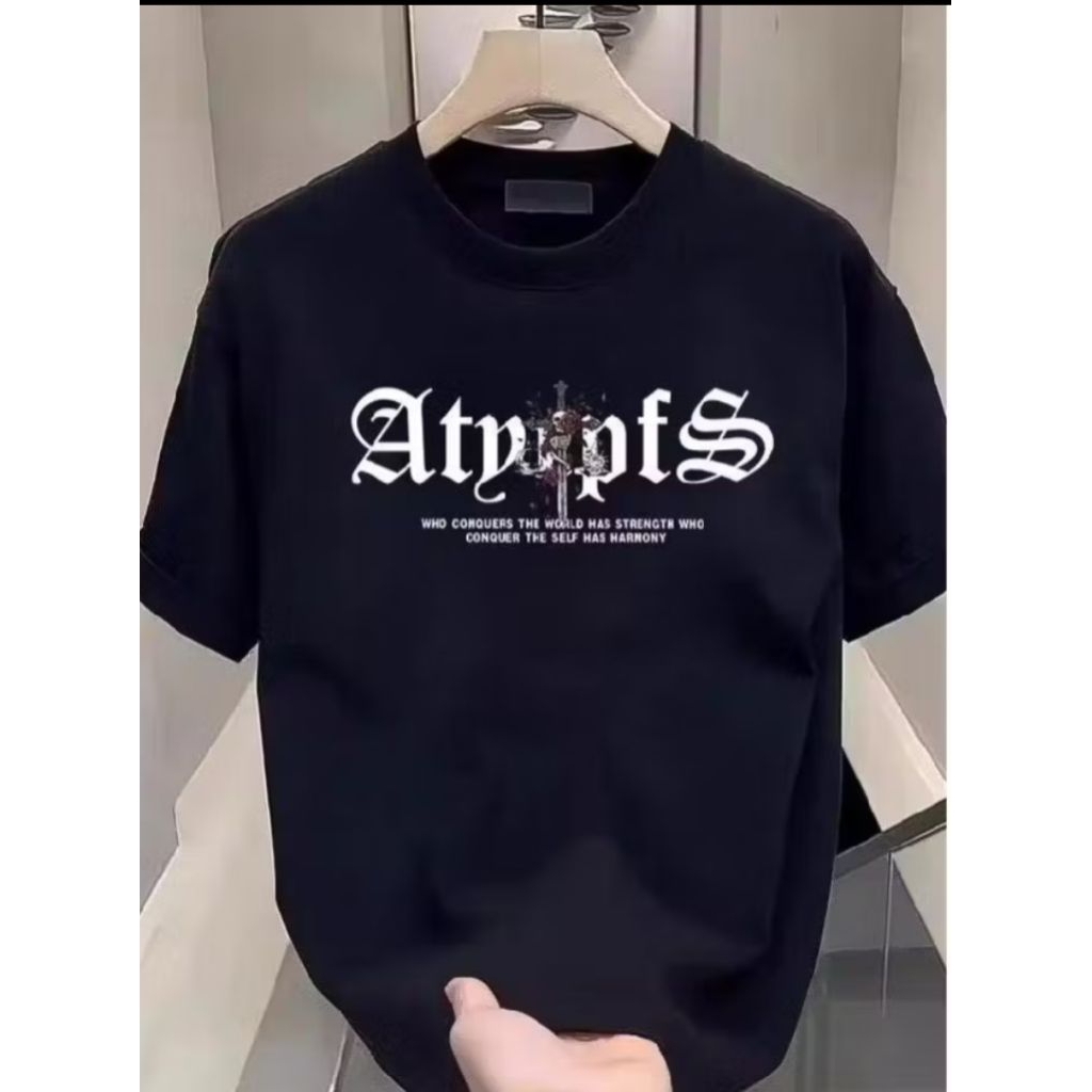 T-Shirt Oversize Gothic Style Skull Rose Sword Premium Cotton Combed