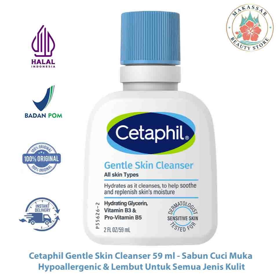 Cetaphil Gentle Skin Cleanser 59 ml - Sabun Cuci Muka Lembut, Aman untuk Kulit Sensitif & Berjerawat