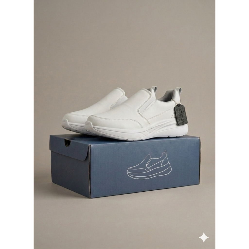 Sepatu Slip On Putih Polos - Sepatu Casual Putih Ukuran 36 Sampai 43 Tanpa Tali