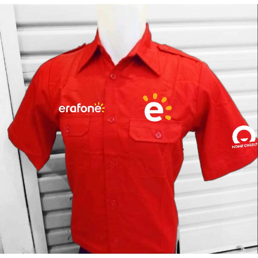 KEMEJA HOME CREDIT ERAFONE KEMEJA HOME CREDIT ERAFONE LENGAN PENDEK MERAH