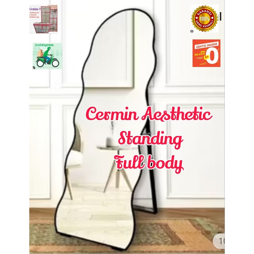 Kaca Cermin Sisi Ulin Standing Dinding Estetik estetik
