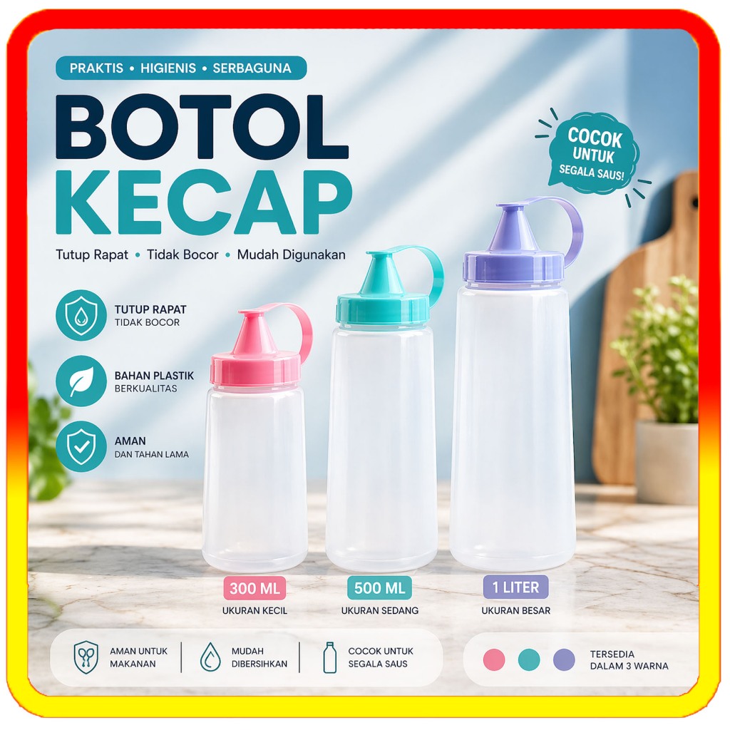 BOTOL KECAP PLASTIK 300 ML/ 500 ML/ 1000 ML /BOTOL SAUS PLASTIK/BOTOL BUMBU/BOTOL CAIR PLASTIK/PLAST