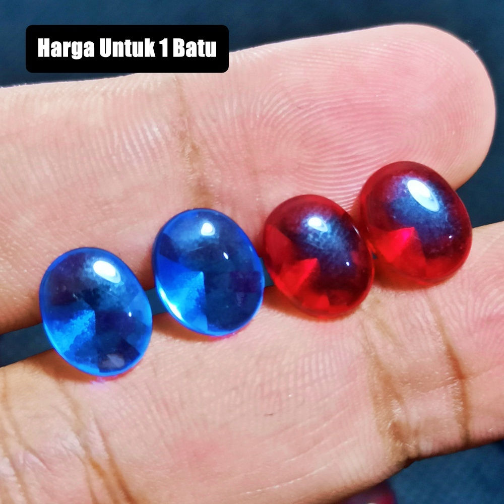 PERMATA KING SAFIR ROYAL BLUE & MERAH SIAM RED SIEM OVAL BUFF TOP CUTTING