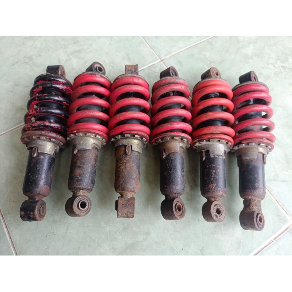 SOK BELAKANG MONOSHOCK SATRIA 2TAK HIU LUMBA ORIGINAL COPOTAN SIAP PAKAI DAN BAHAN REBOUND