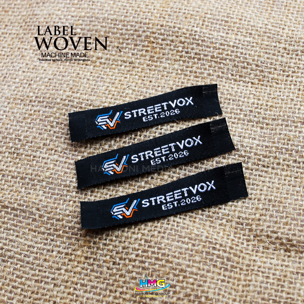 (1.25x5 cm)woven rajut label woven label bordir 100 lusin ( 1200 pcs )