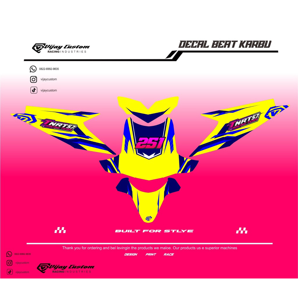 Decal Striping Stiker Sticker Full Body Motor Honda Beat Karbu Carbu Body Buta Standar Tebal Glosy D