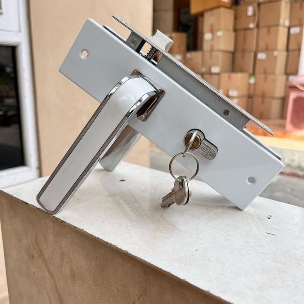 gagang handle pintu rumah 1 set putih minimalis