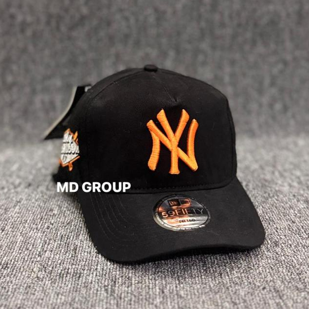 Topi Baseball Unisex Cap NY Hitam Logo Orange Premium / Topi Import High Quality