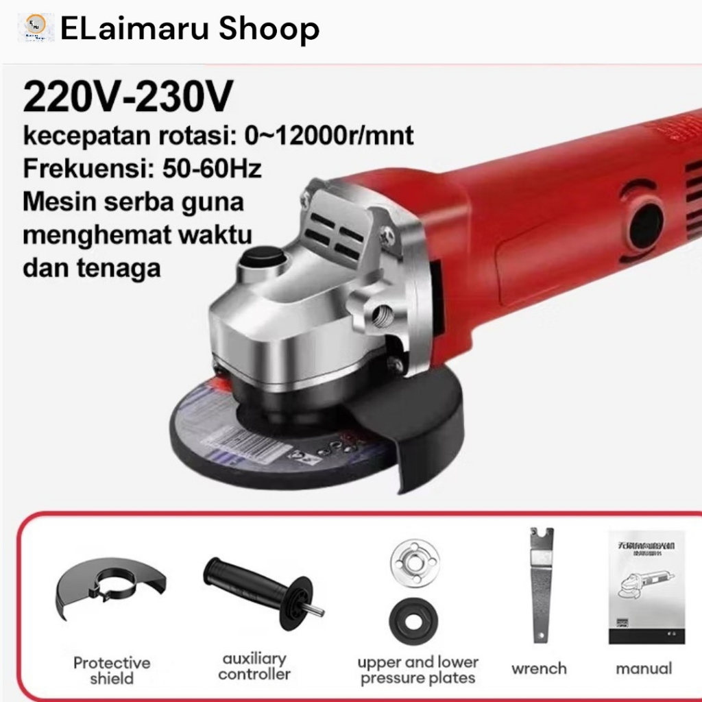 REALM Mesin Gerinda Tangan 450W Angle Grinder Alat Potong Poles Kayu Besi Keramik Original