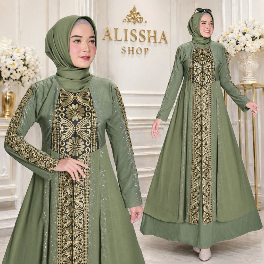 promo (COD)Gamis Turkey/ Abaya Arab Turkey #1062 Hitam Jersey Mix Ceruti Bordir Mote Swarosky Model 