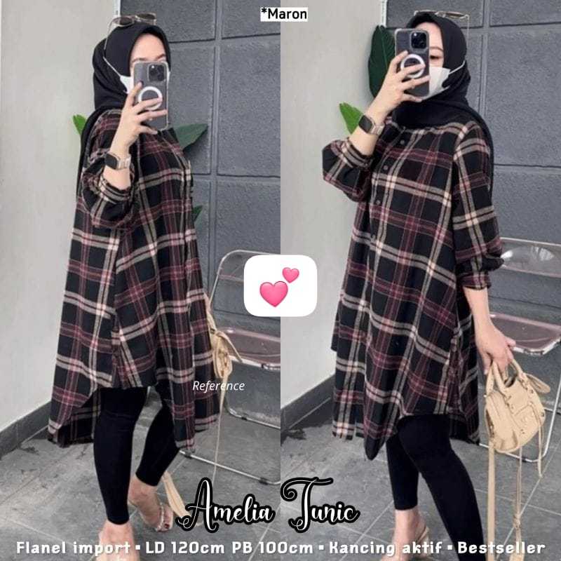 LONG TUNIK FLANEL LD 120 / ATASAN WANITA TERBARU / TUNIK TERBARU