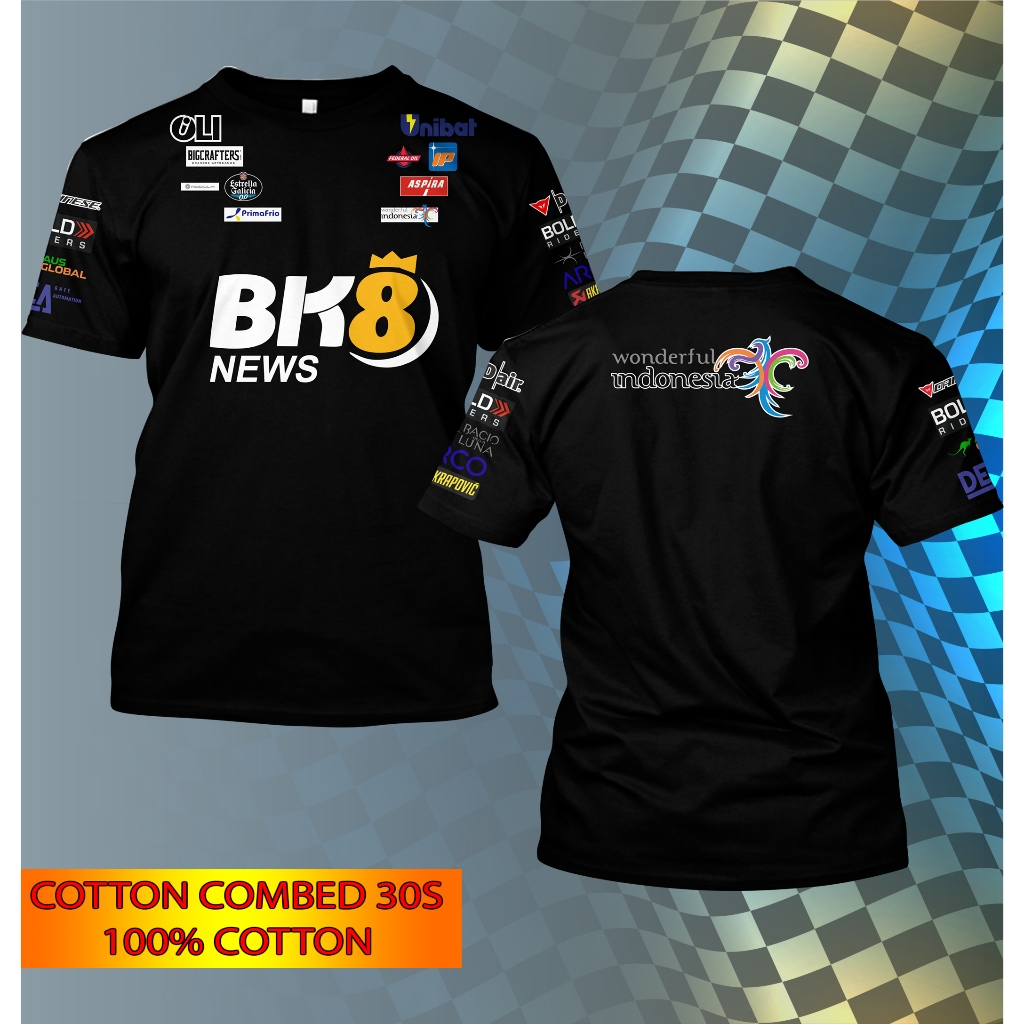 Kaos Baju Distro MotoGP Sponsor OLI, aspira, wonderful indonesia, bold riders  Bahan cotton Combed 3