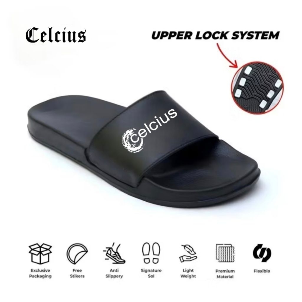 Sandal Slop Pria Wanita Celcius Eva/Sandal Slide Slop UPPER LOKE SISTEM/Sandal Distro Tanpa Lem Orig