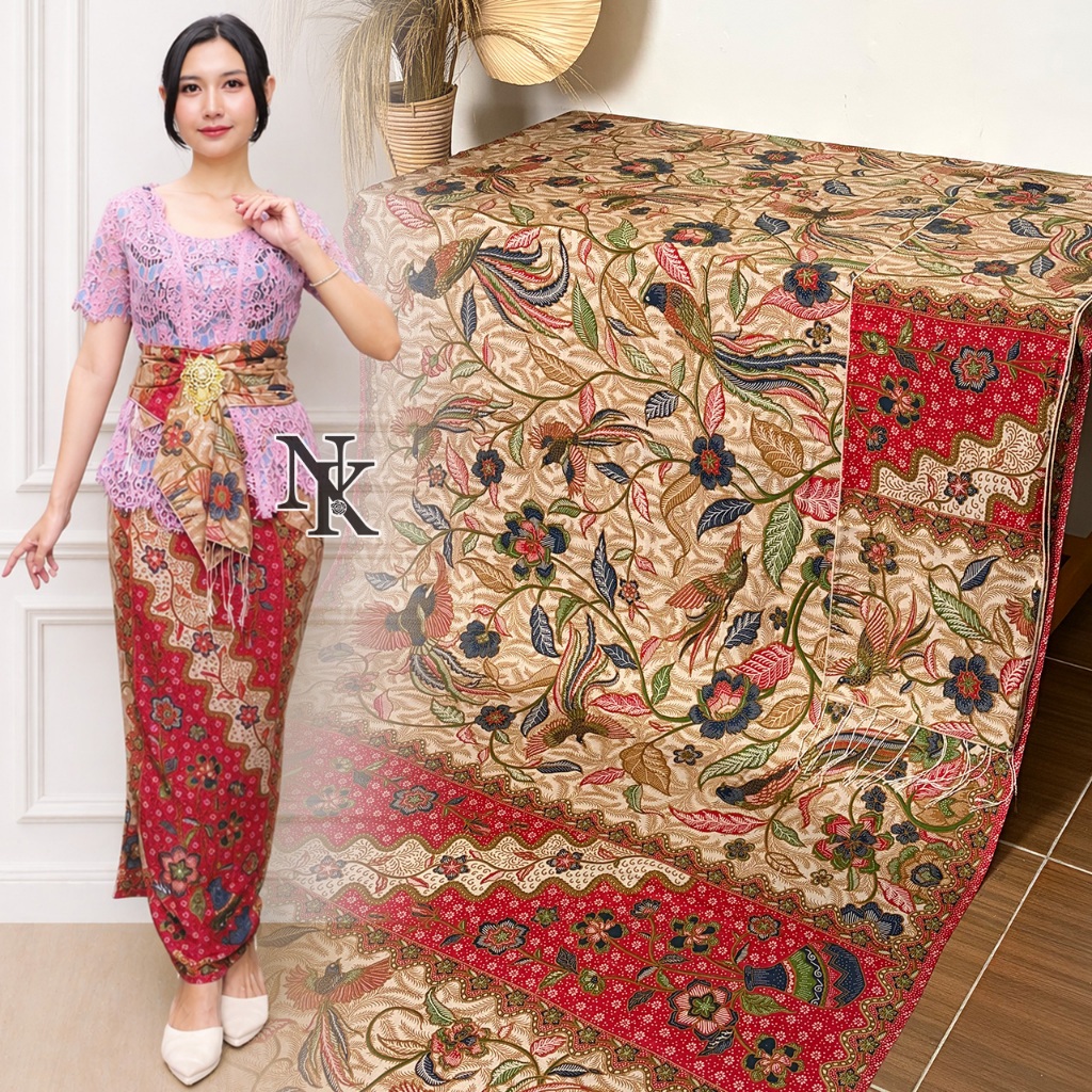 kamen set selendang atbm sutra paris motif batik