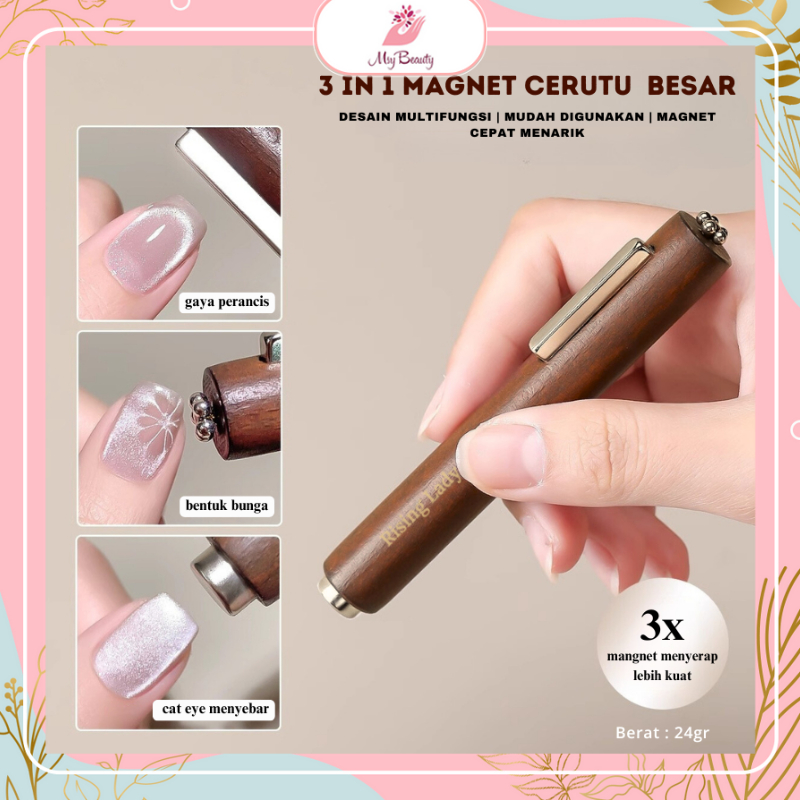MSY 3in1 Alat Stik Magnet Kayu Cat Eye Multifungsi / Stick Magnet Cat Eye Bulat Persegi Silinder Pan