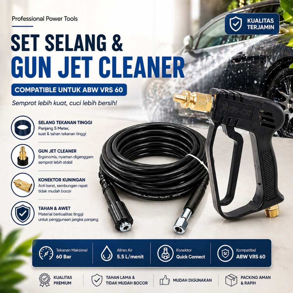Paket Set Selang 10 Meter + Gun Jet Cleaner Pendek Lakoni Laguna 70 dll