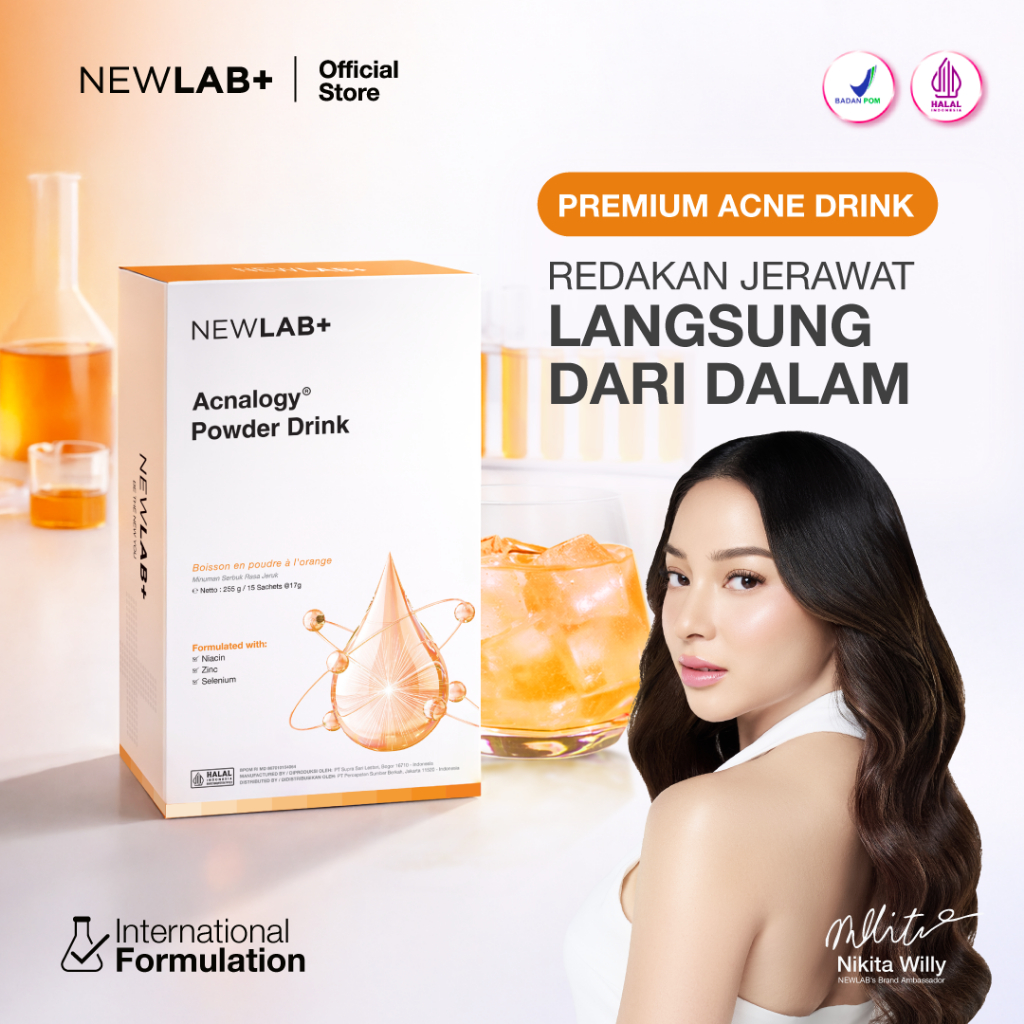 NEWLAB Acnalogy Powder Drink | Acne Drink | Minuman Obat Jerawat untuk Meredakan Bekas Jerawat dan F