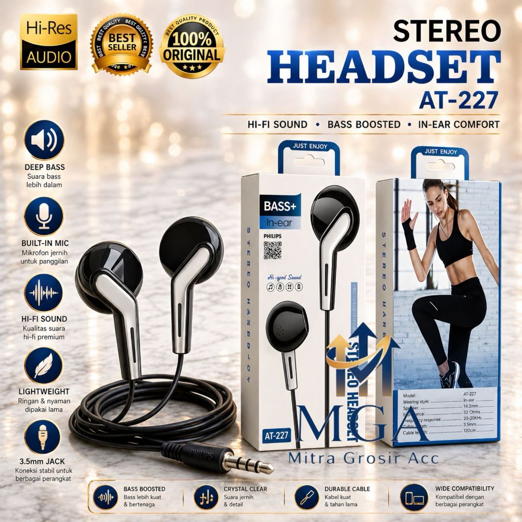 MGA - Headset Philips AT227 Stereo Extra Bass