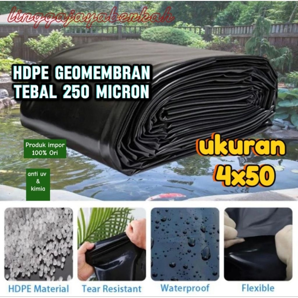 HDPE GEOMEMBRAN TEBAL 250 MICRON PANJANG 50 MTR (1ROLL)