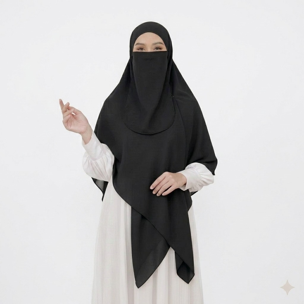 Khiban Khimar Bandana Jumbo Segi Empat Syari  Set Cadar Ceruty BabyDoll