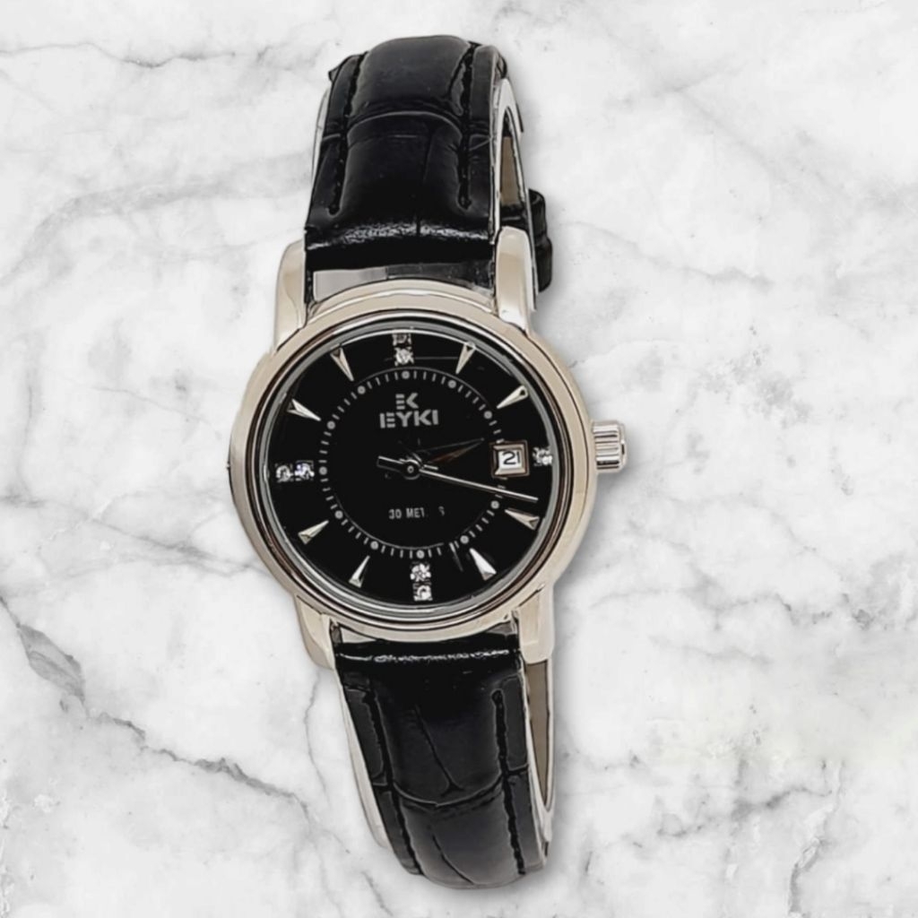 Jam Tangan Wanita eyki Tali Kulit Original  Analog Stainless Watches
